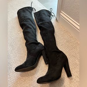 Steve Madden Black Suede Over-the-Knee Heeled Boots